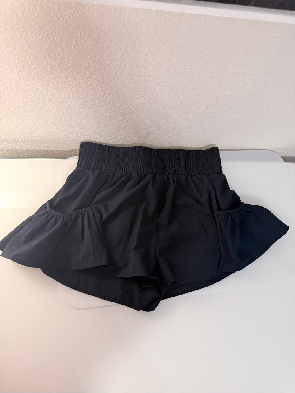 Womens Athletic Running Shorts 2.5" Flowy High Waisted Ruffle Shorts Black